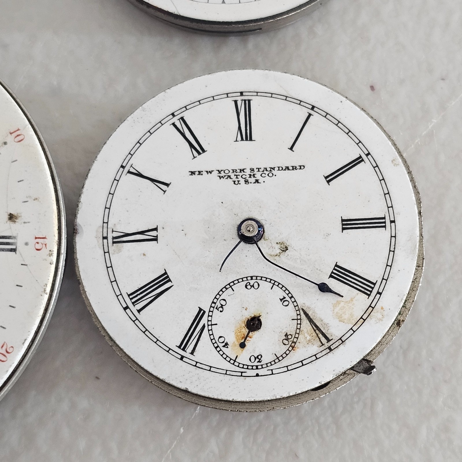 Lot of 4 American Pocket Watch Movements For Parts Waltham Hampden SunDial NY