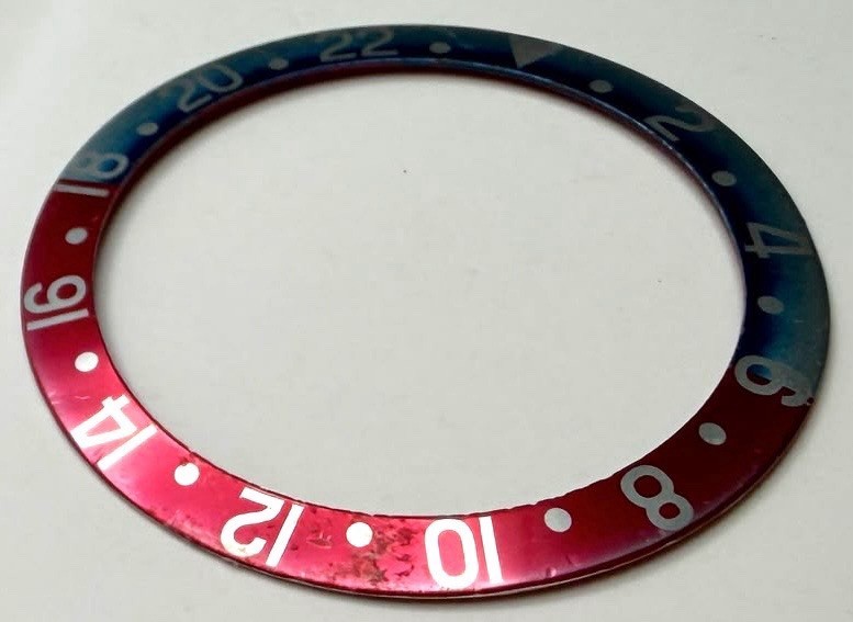 Rolex Genuine Vintage GMT 1675 Bezel Insert Red Back Turning Fuchsia/ Pinkish