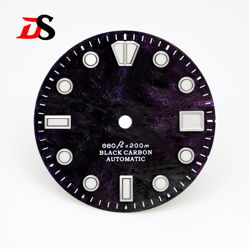 DS 28.5mm Dial Red Lava Carbon Fiber Blue Lume NH35 Support personalized custom