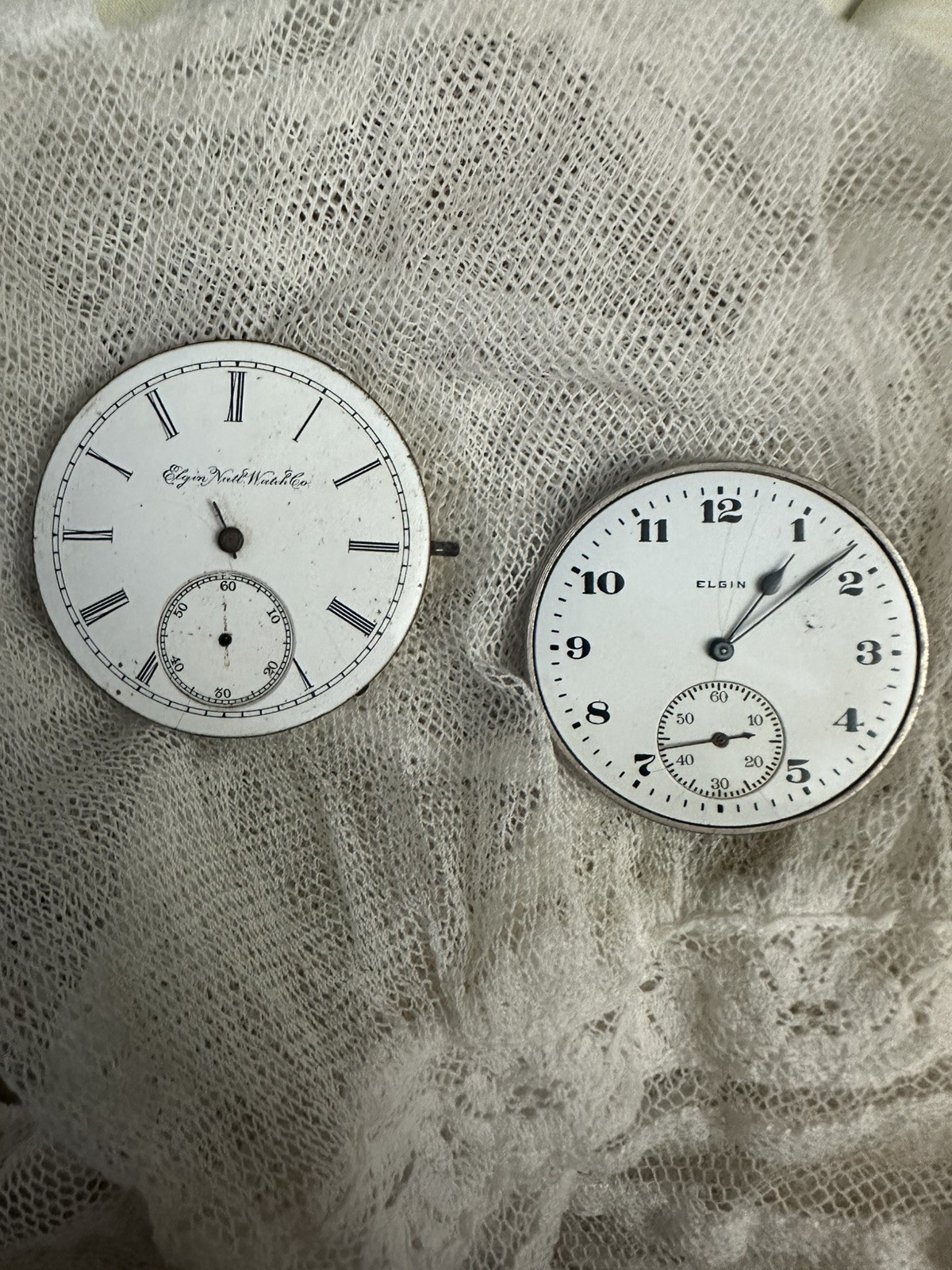 Antique Elgin Lot of 2 Watch Faces As Is For Parts or Repair
