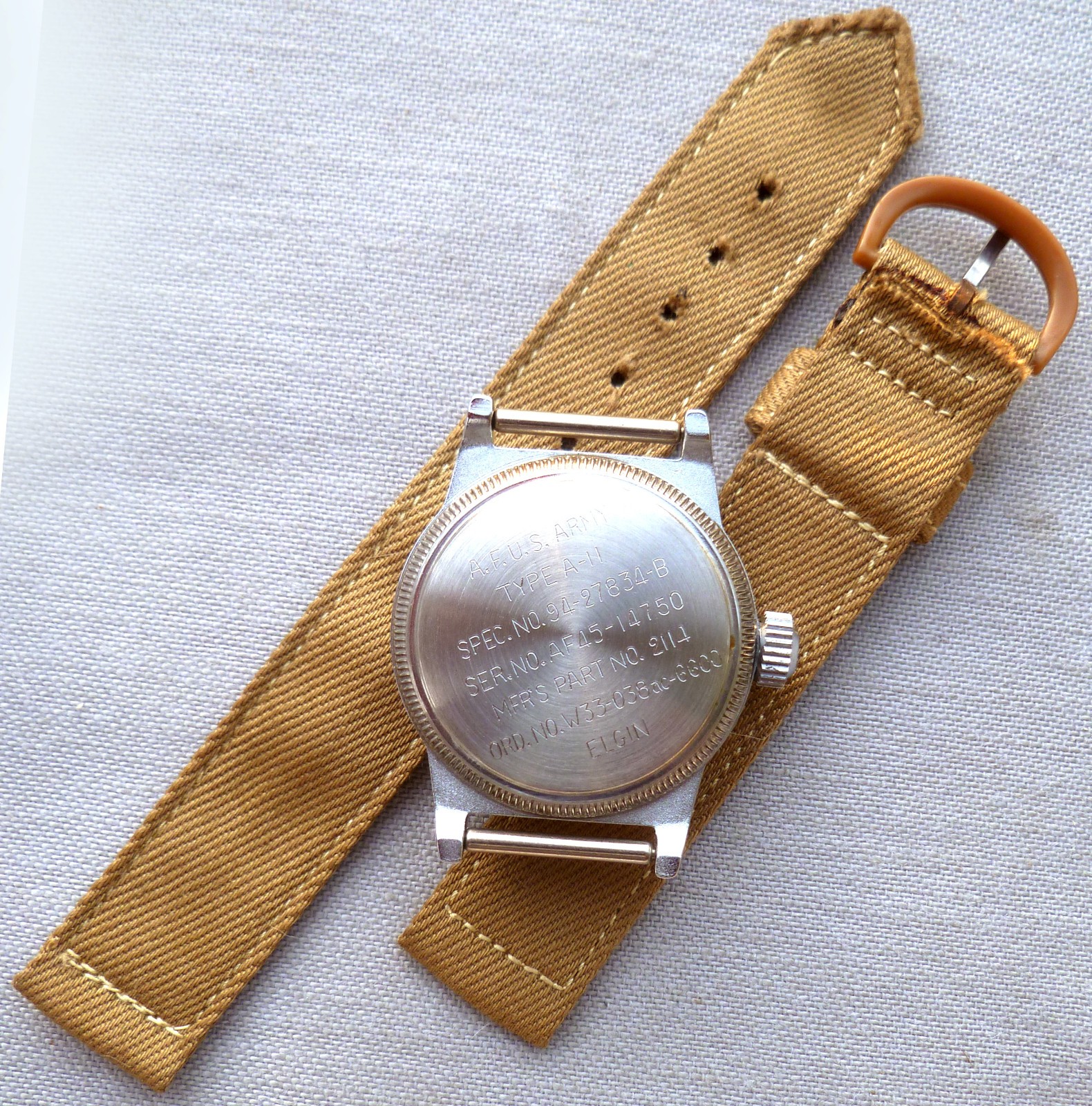 ELGIN TYPE A-11 WWII Watch Restoration Kit NOS Case, Dial, Crown & Strap