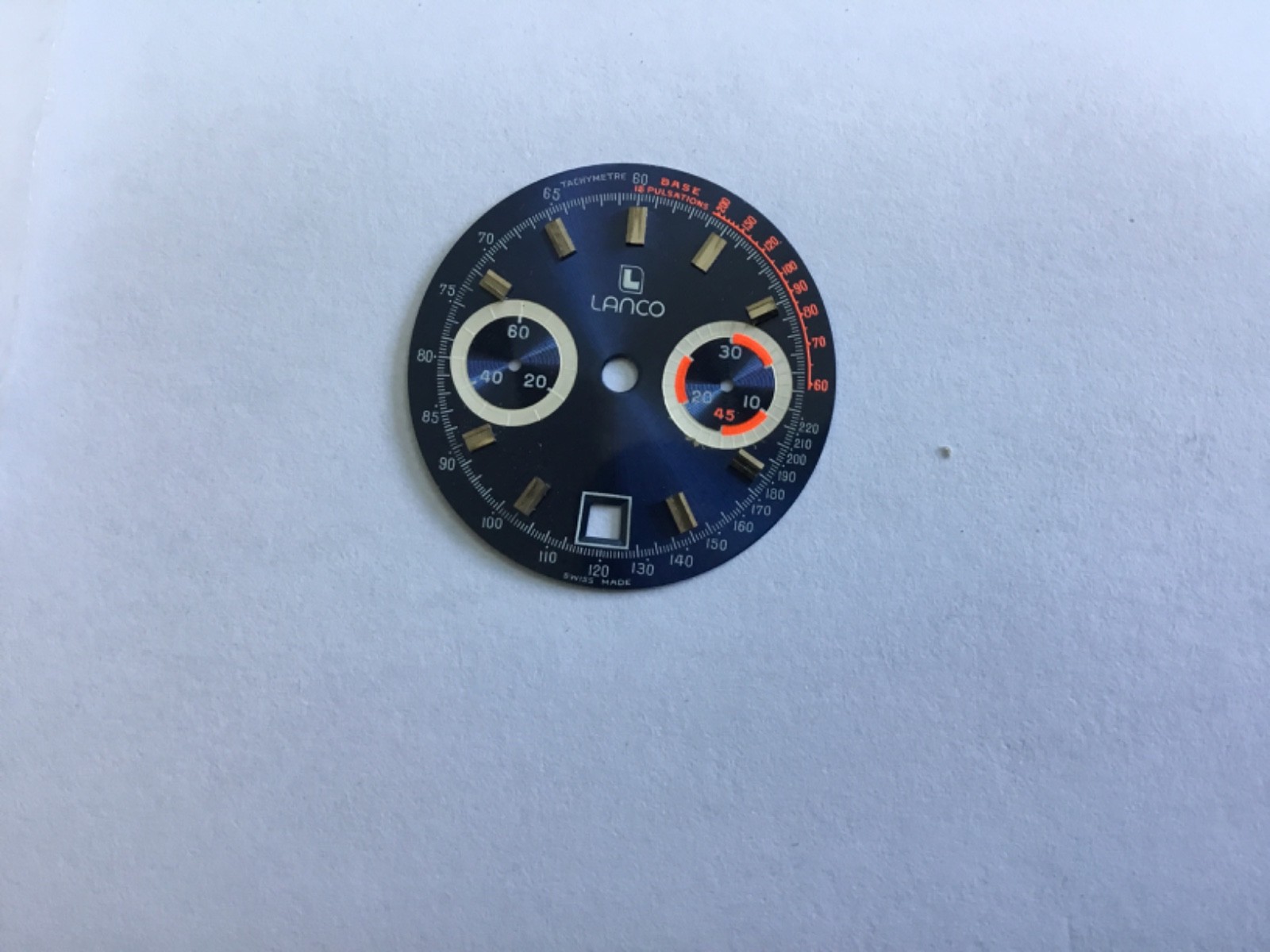 Nos vintage lanco chronograph navy blue watch dial approx 31mm
