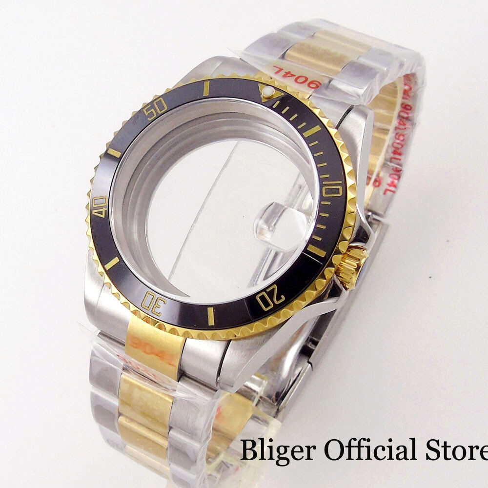 40mm Two Tone Gold Watch Case fit NH35A NH36A NH34A ETA 2824 MIYOTA 8215 PT5000