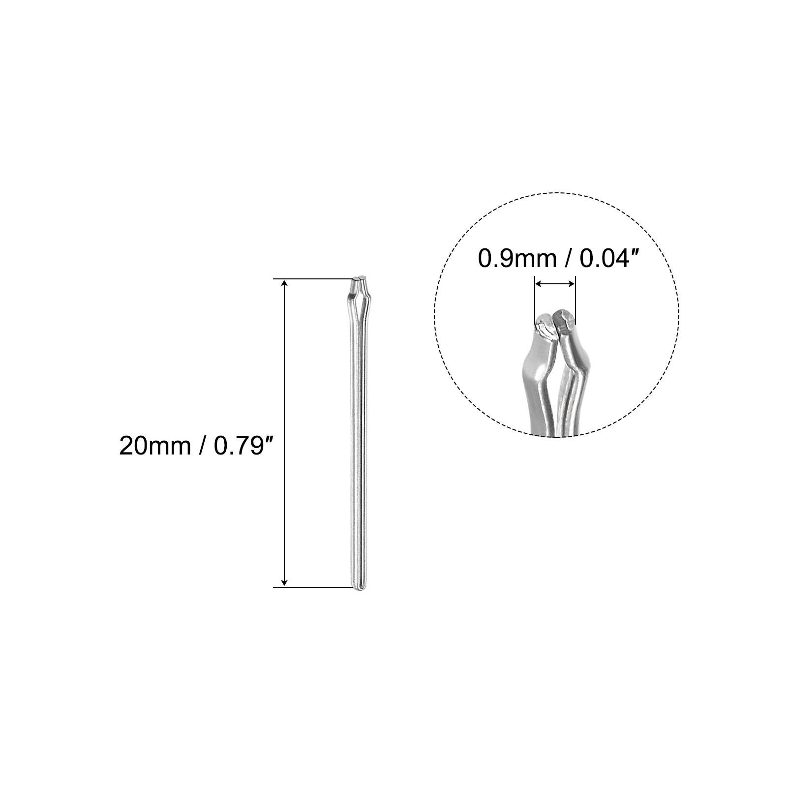 15Pcs 20mm Watch Band Link Cotter Pin, Stainless Steel 0.9mm Dia. Silver Tone