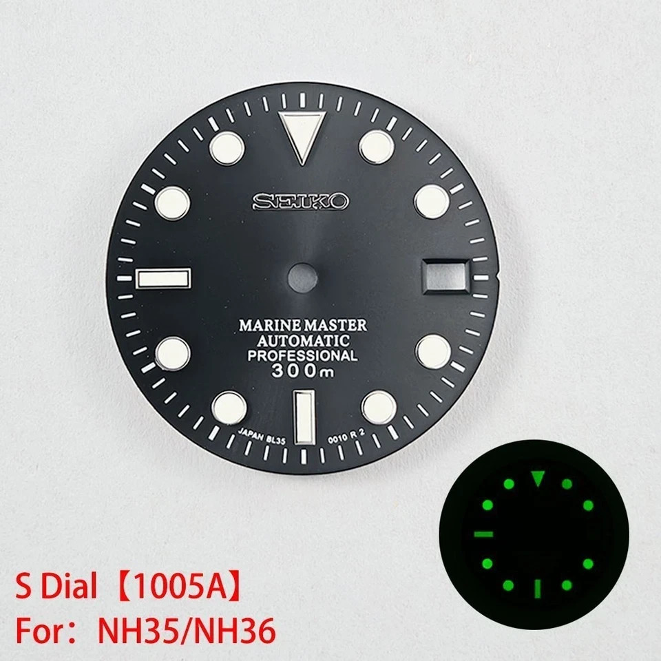 28.5mm Seiko Sunburst Watch Dial Green Luminous Fit NH35 NH36 Movement