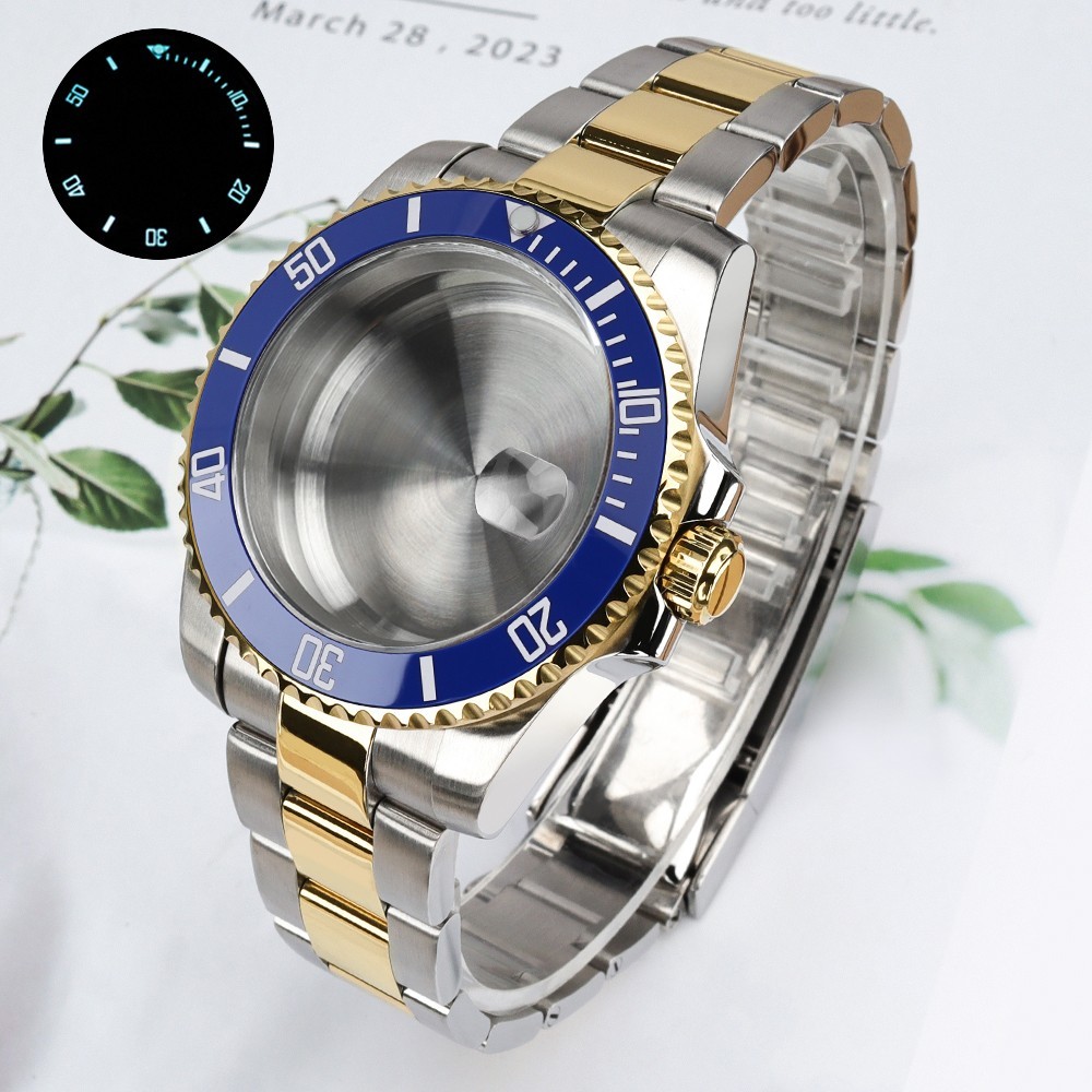 FEIYASHI Golden Rotating Bezel 40mm Watch Case Sapphire For Seiko NH35 ETA 2824