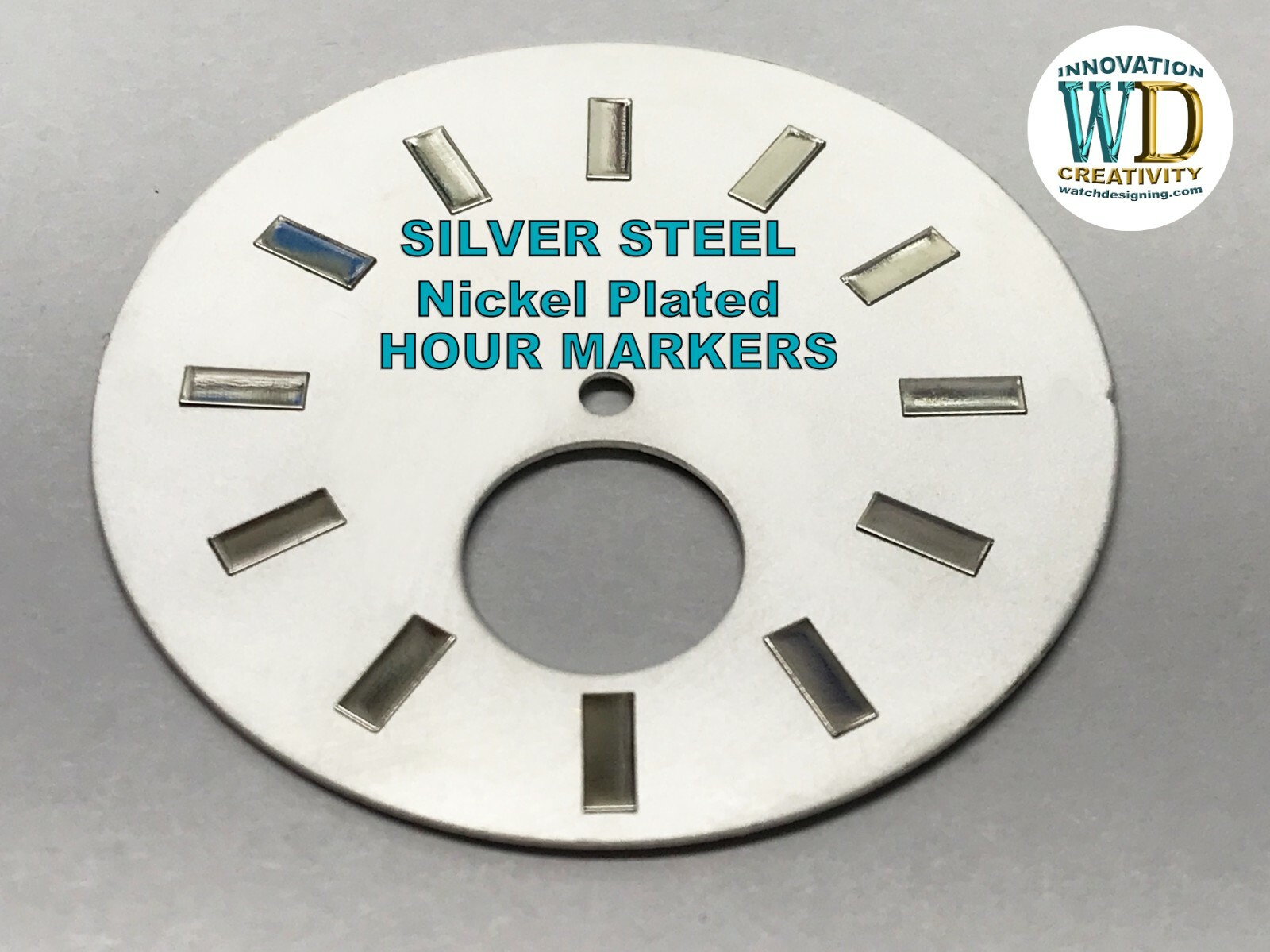 Watch Dial Hour Silver Nickel plated Markers Numbers Numerals Small Rectangle