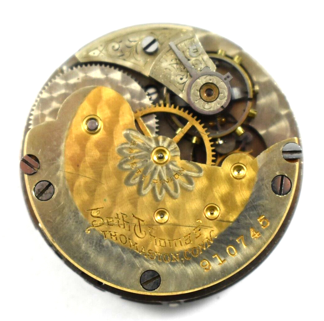 Vintage Seth Thomas Grade 35 6s 7J 2 Tone Hunting Pocket Watch Movement lot.qc