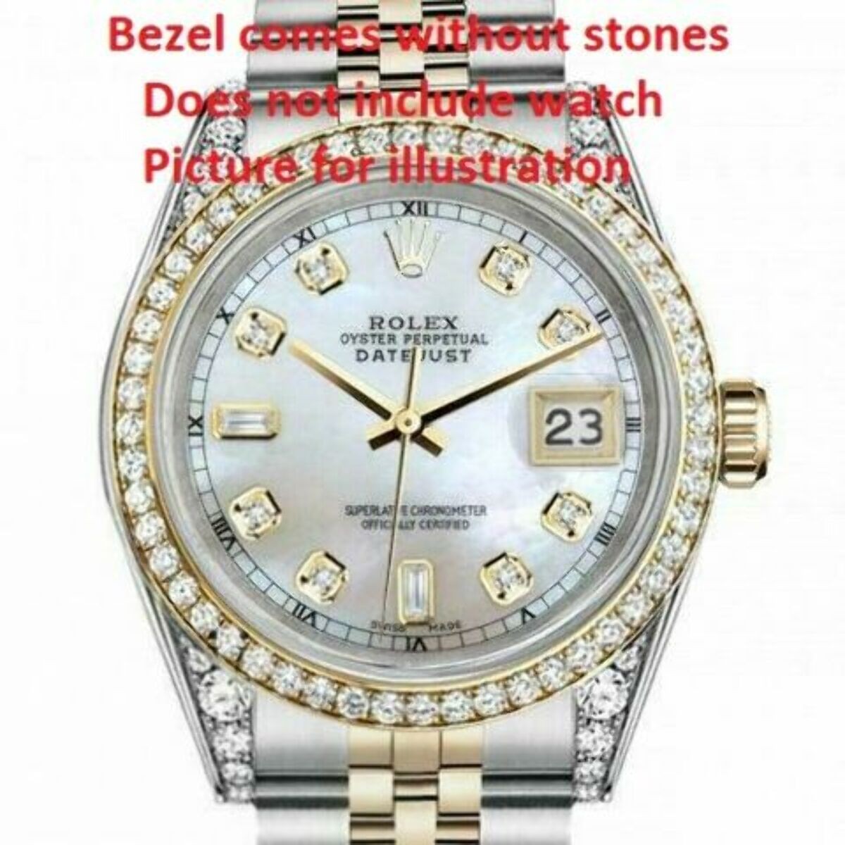 Gold Diamond Replacement Bezel For Rolex 36mm Case 0.07Ct 3Ct 1601 16200 1801