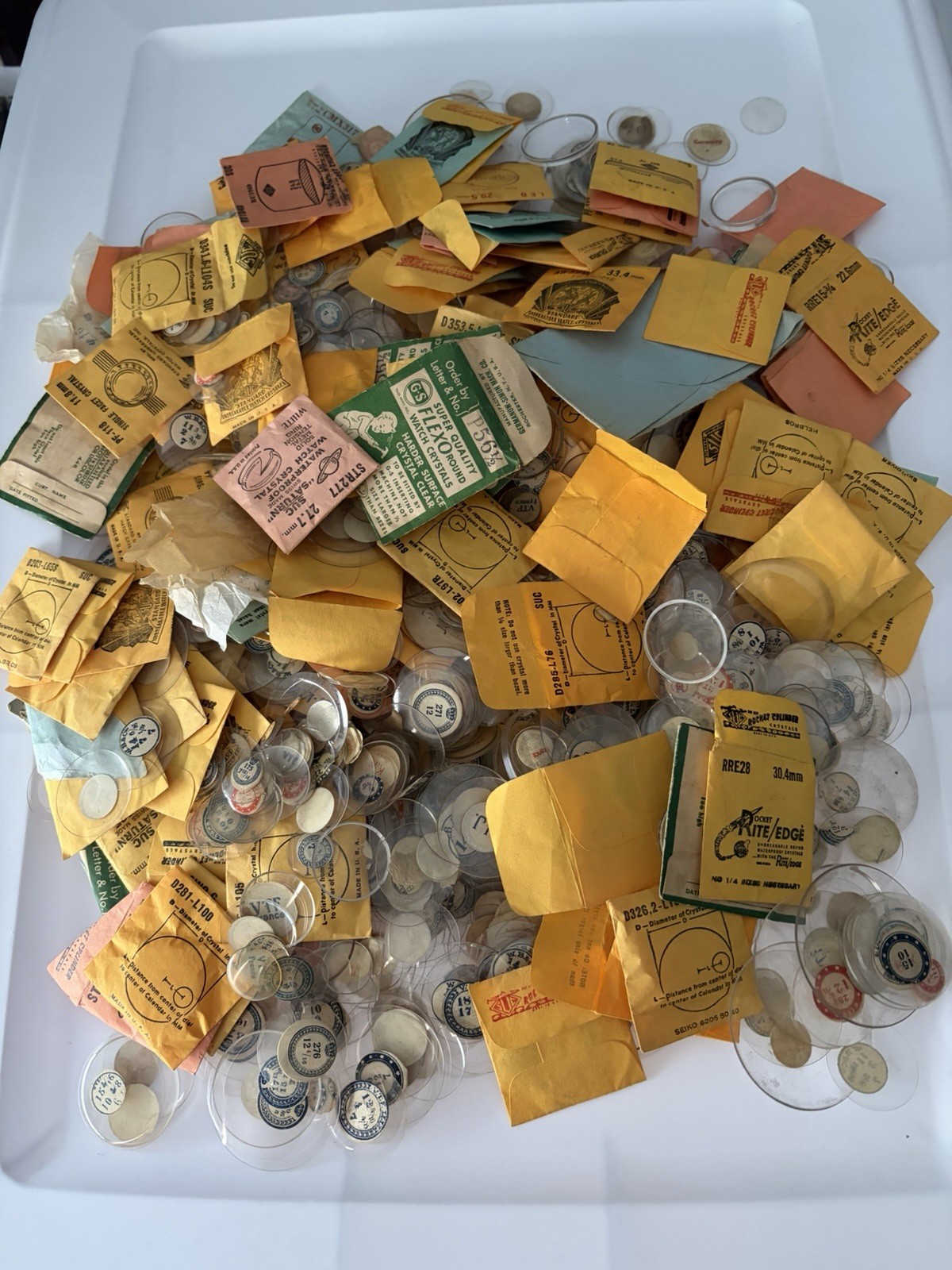 Huge Lot Of 2.12 lb Vintage Old Stock Watch Crystals GS VTF France AWC HiDome