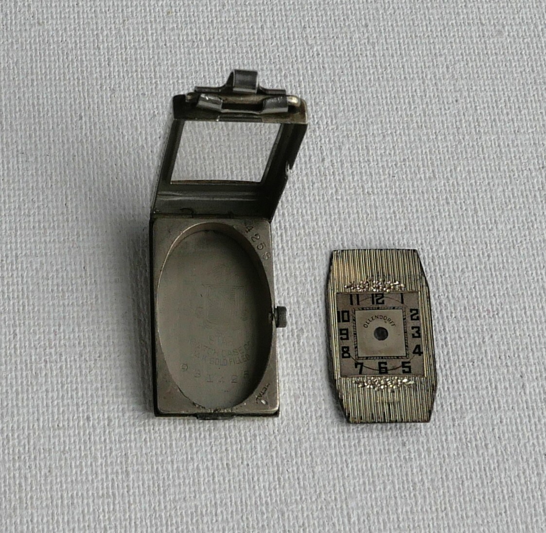 ANTIQUE OLLENDORFF LADIES 14K GOLD FILLED WATCH CASE WITH DIAL