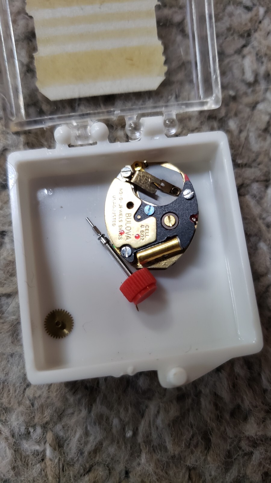 RARE Vintage 1980’s 90’s Bulova Watch Movement Stem Crown Red # Cell 502 2500