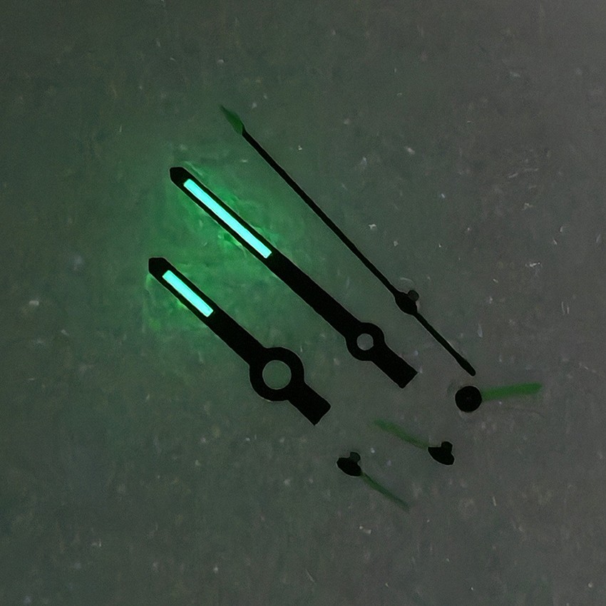 Black Bezel Watch Hands 6 Green Luminous Hands for Quartz VK63 Movement
