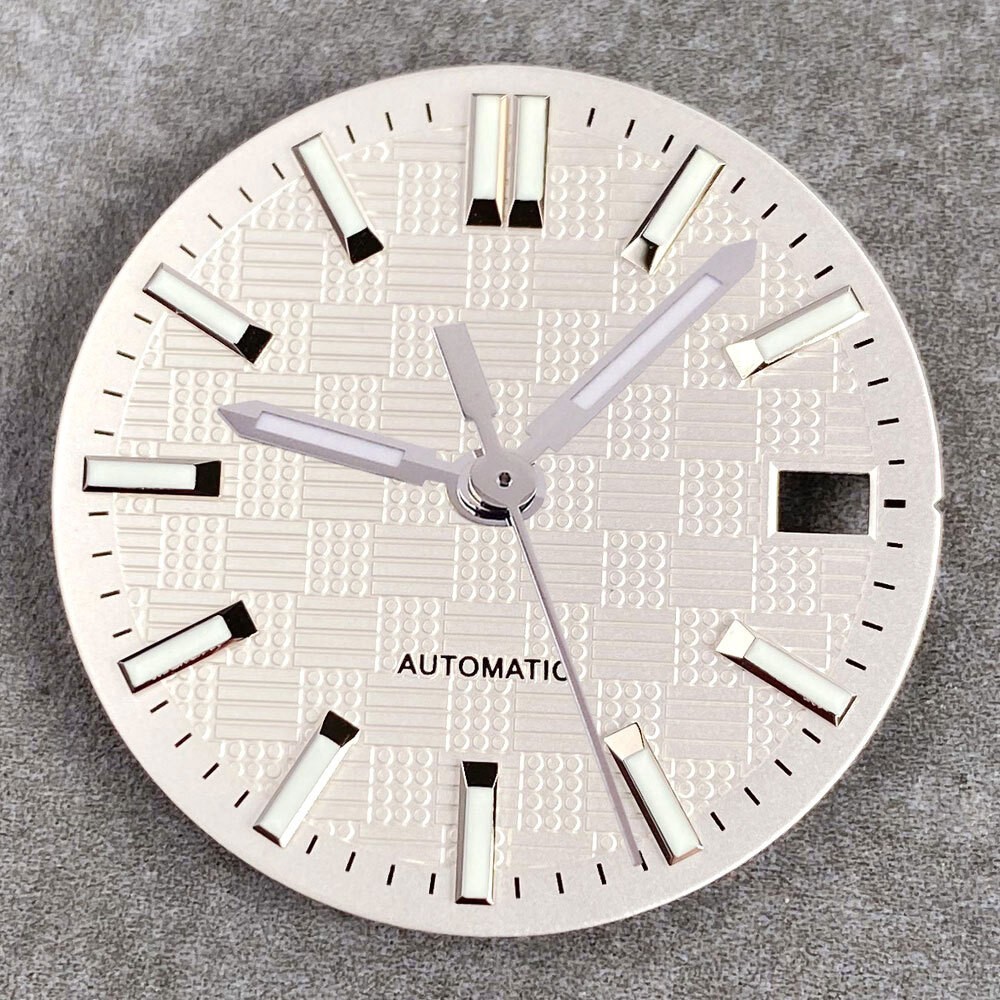 28.5mm Black White Blue Texture Luminous Watch Dial For NH35 NH36 Movement