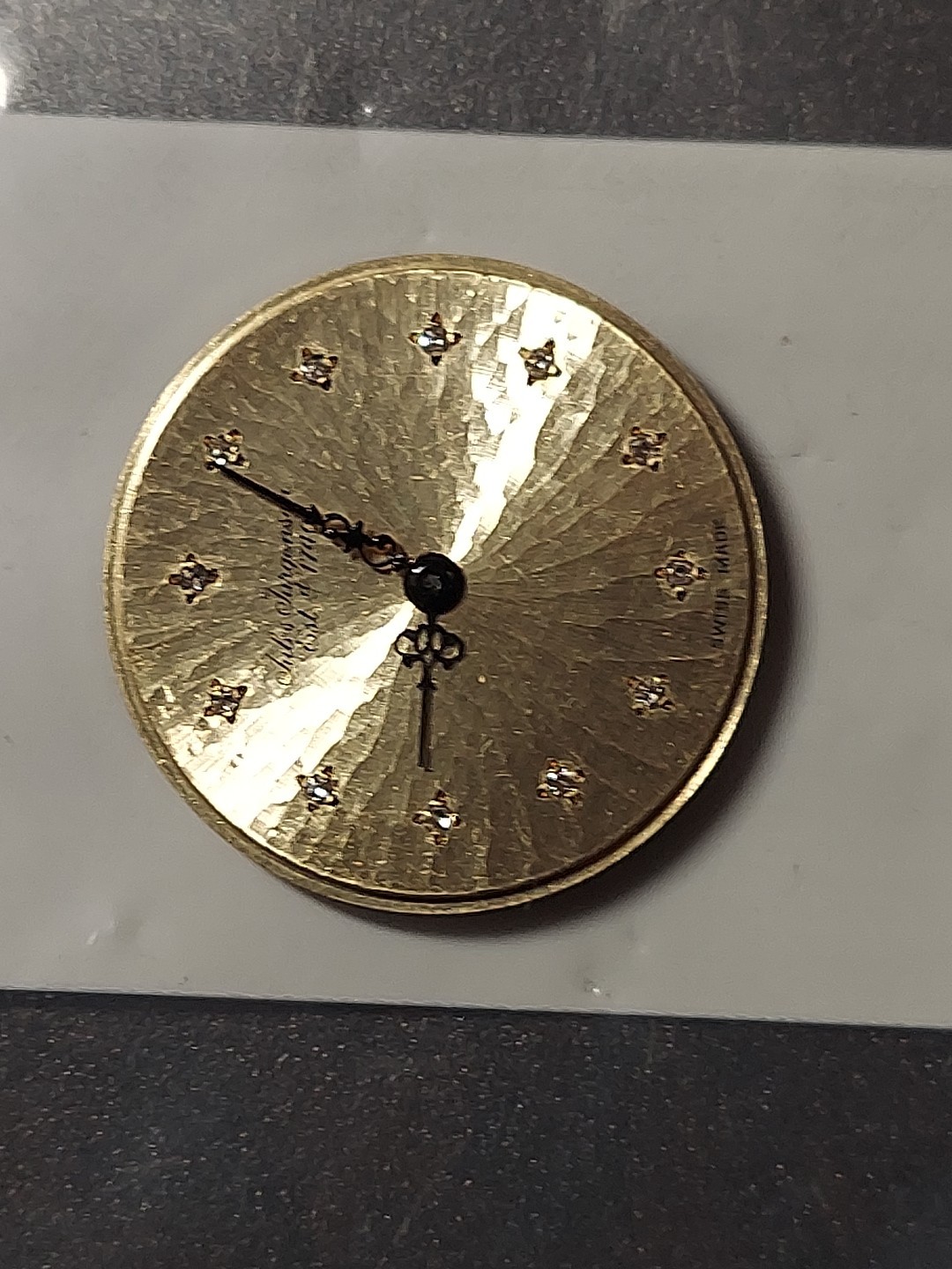 Jules Jurgensen W.Movement 14k Gold Yellow Dial With 12 Diamonds Mens Cal 2512