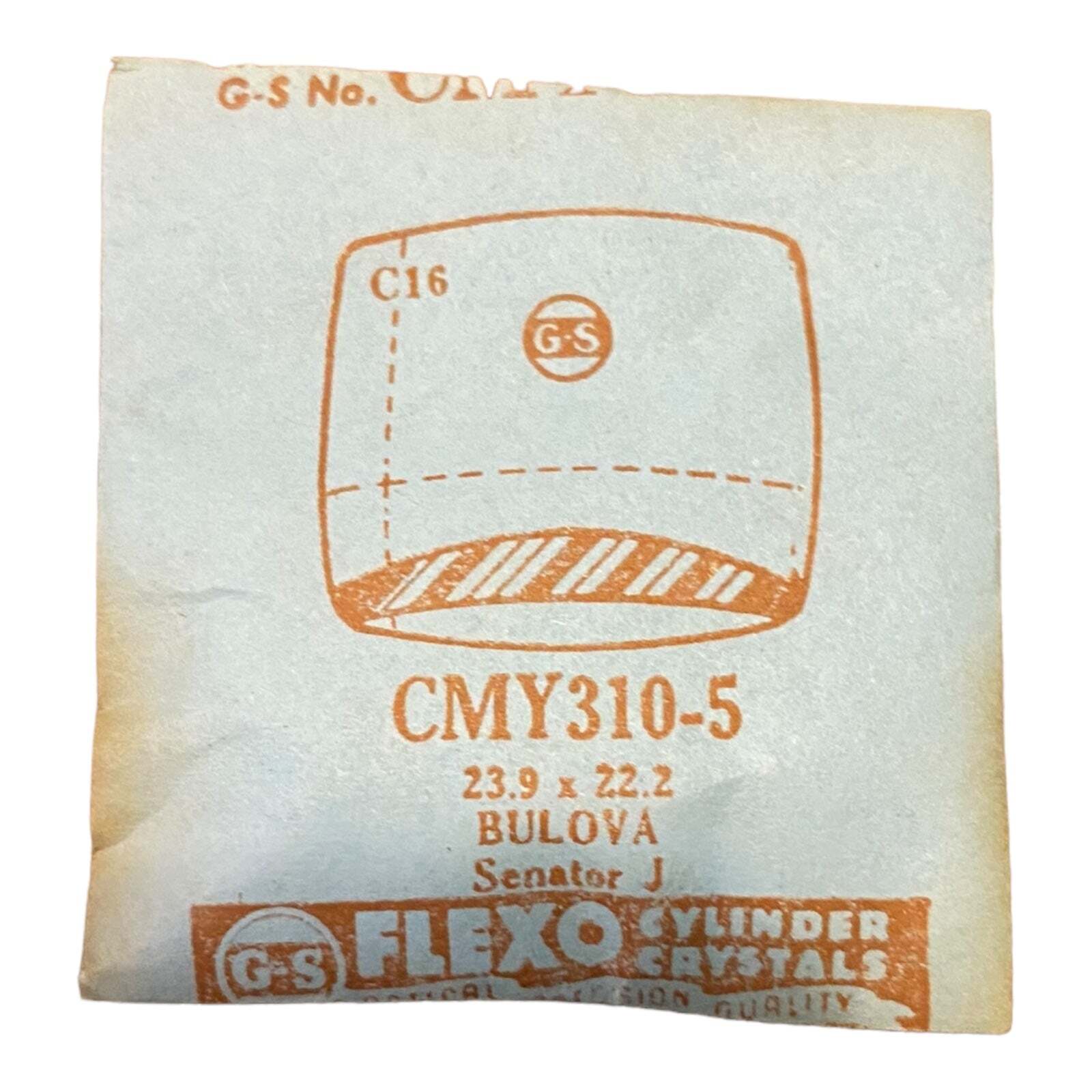 Germanow-Simon Mach (GS) CMY310-5 Watch Crystal 23.9×22.2 NOS Part Flexo Bulova