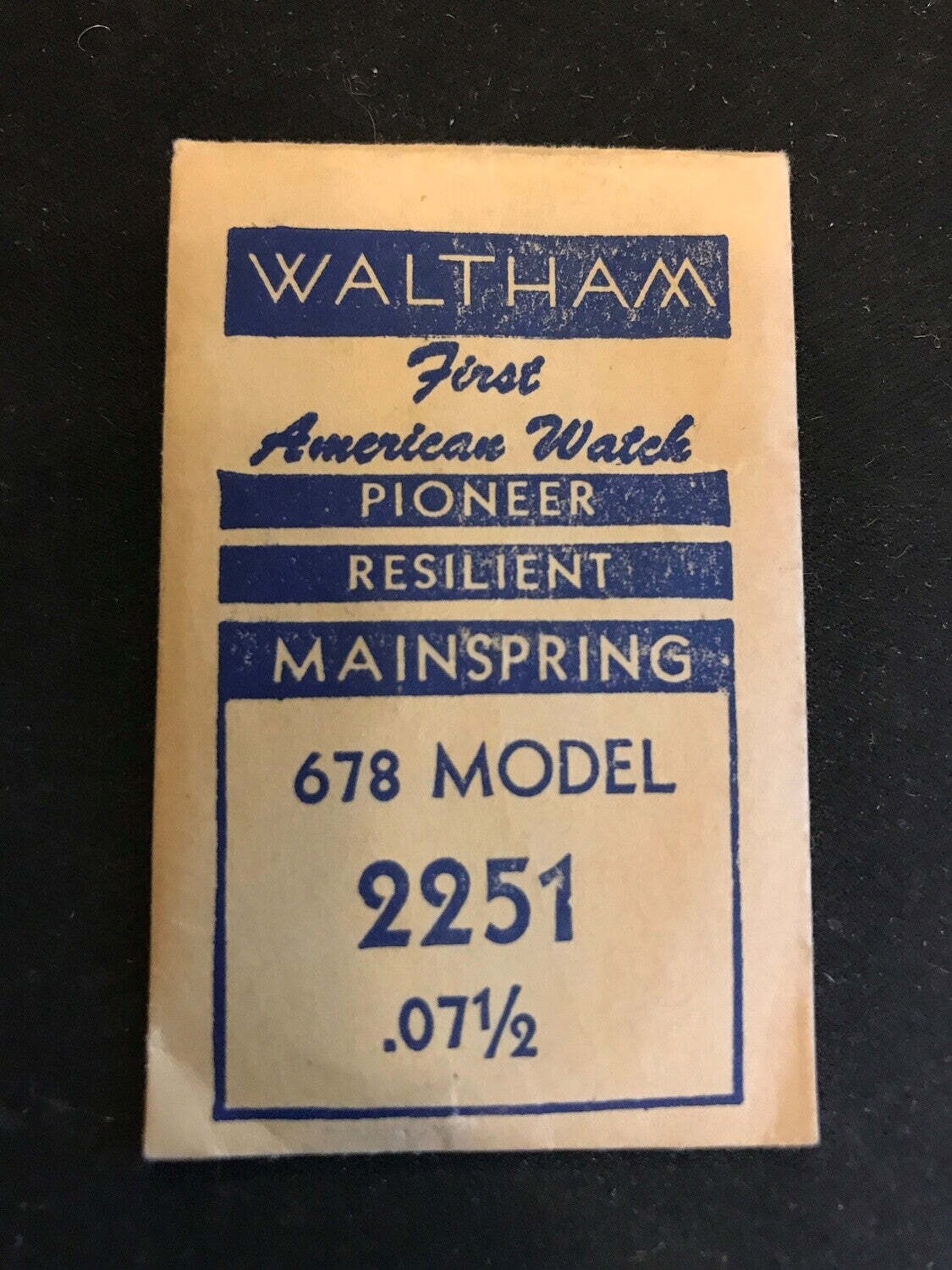Waltham Factory Mainspring for Model 678 – 679 Movements No. 2251 – Steel