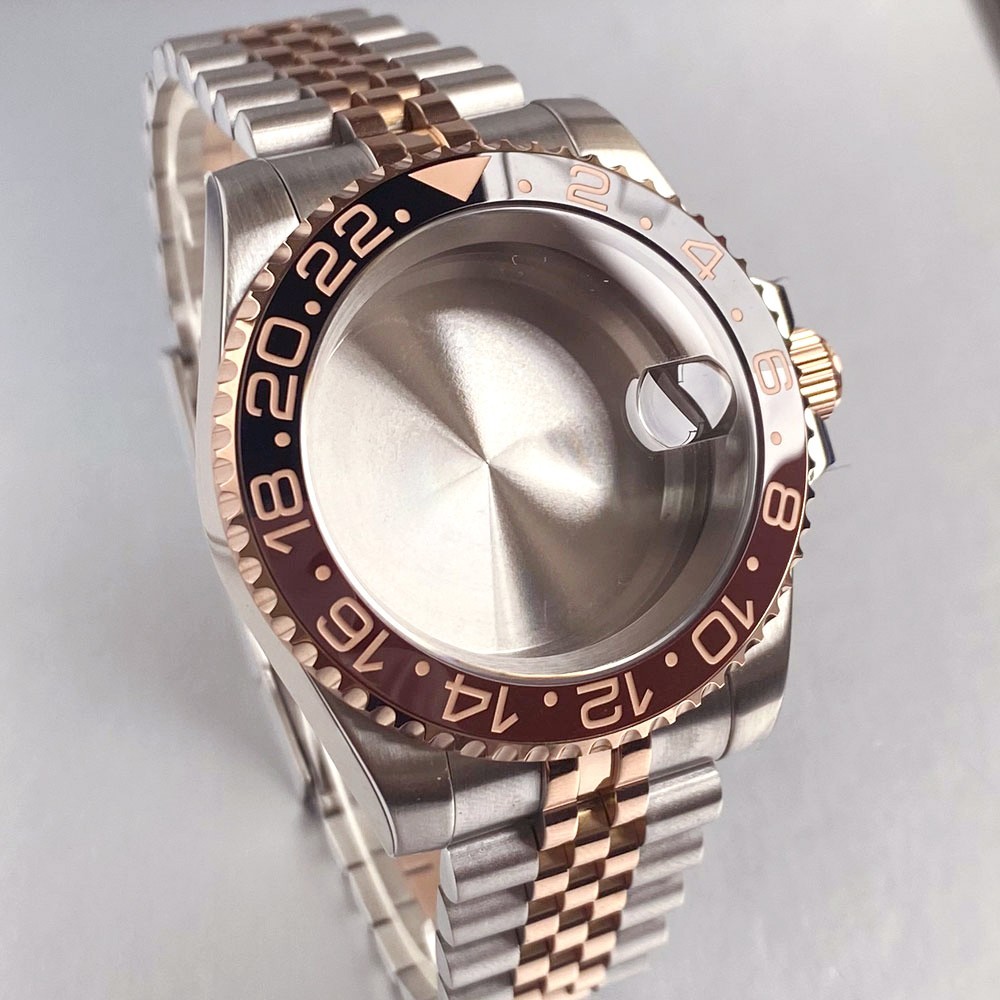 40mm Ceramic Bezel Watch Two Tone Dive Case Sapphire Fit NH35 NH36 ETA2824 8215