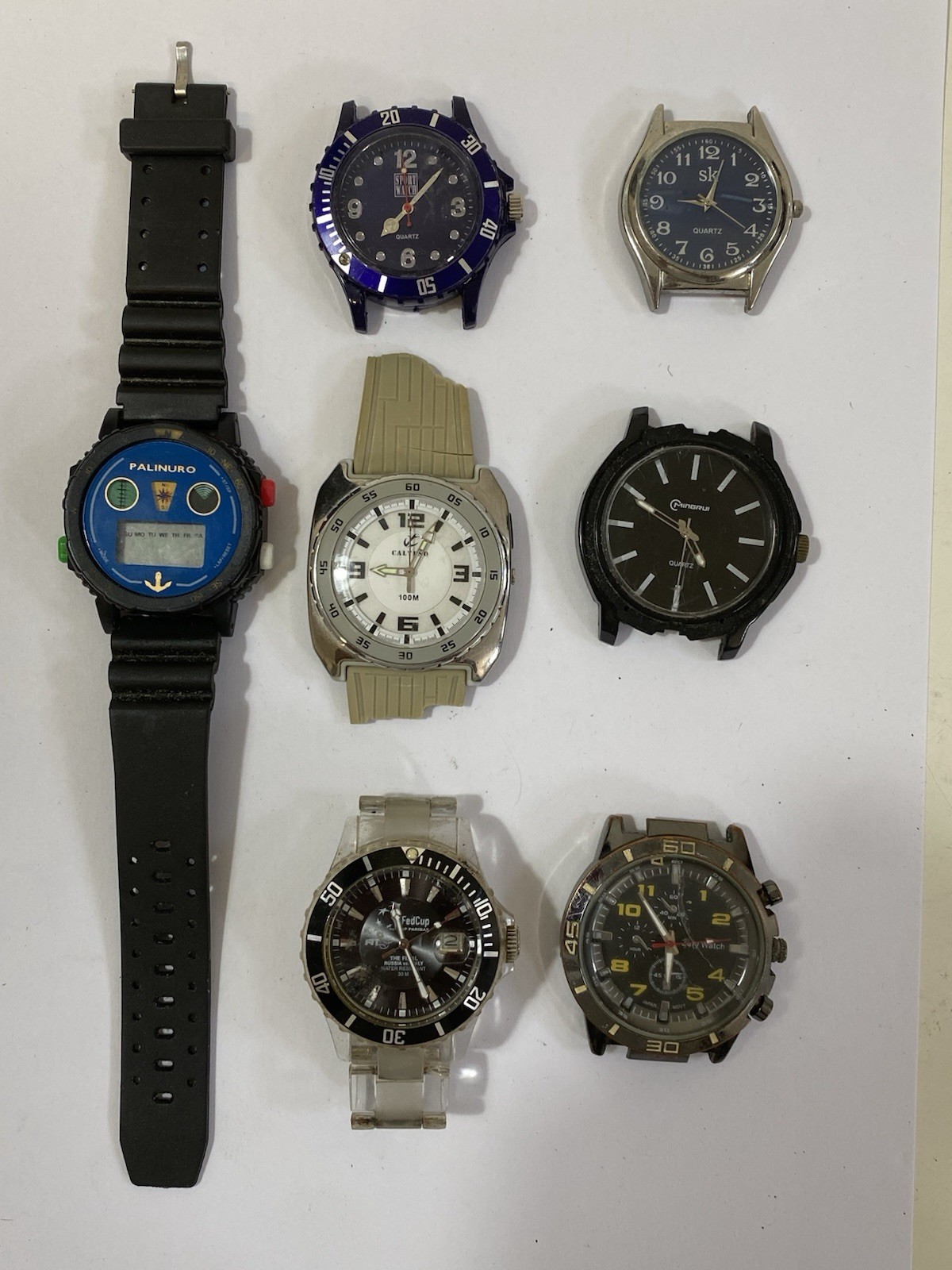 Lot of 7 Vintage Calypso Palinuro SK Mingrui Men’s Watches Parts Stock