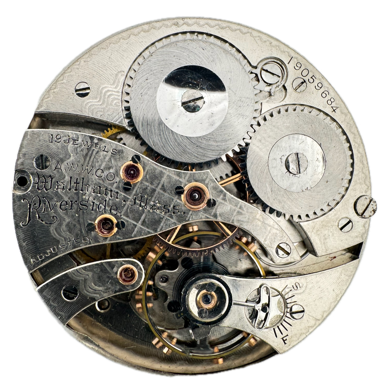 Antique 12s 1913 Waltham Private Label Mechanical Pocketwatch Movement Riverside