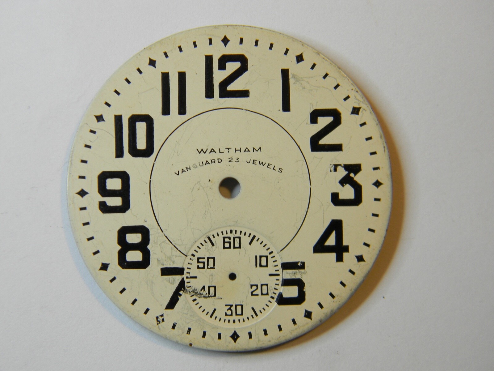 VINTAGE WALTHAM VANGUARD 23J POCKET WATCH DIAL – 42.4mm DIAMETER