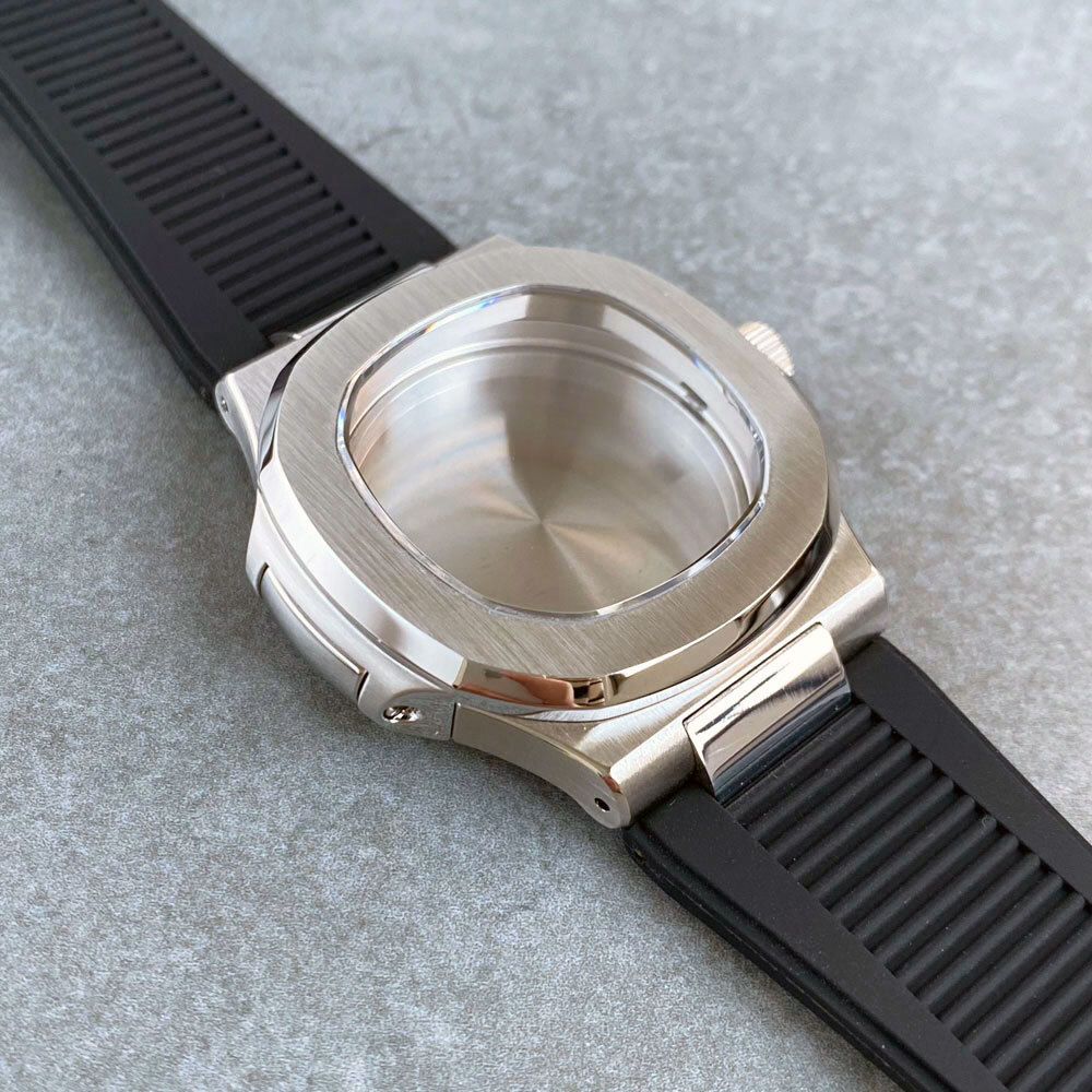 40mm Stainless Steel Square Watch Case 10ATM Dive Case Fit NH35 NH36 Rubber Band