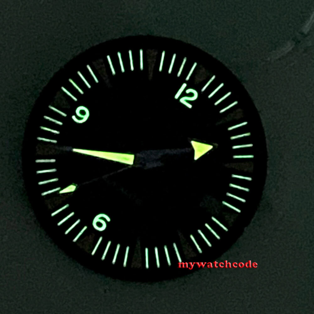 32mm Black Dial Luminous Mark Fit Vintage Japan NH35 NH36 Movement Watch