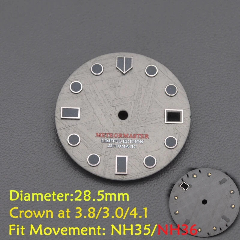 Meteorite Style Watch Dial for NH35 NH36 7S26 28.5mm Gray Repair Replace Premium