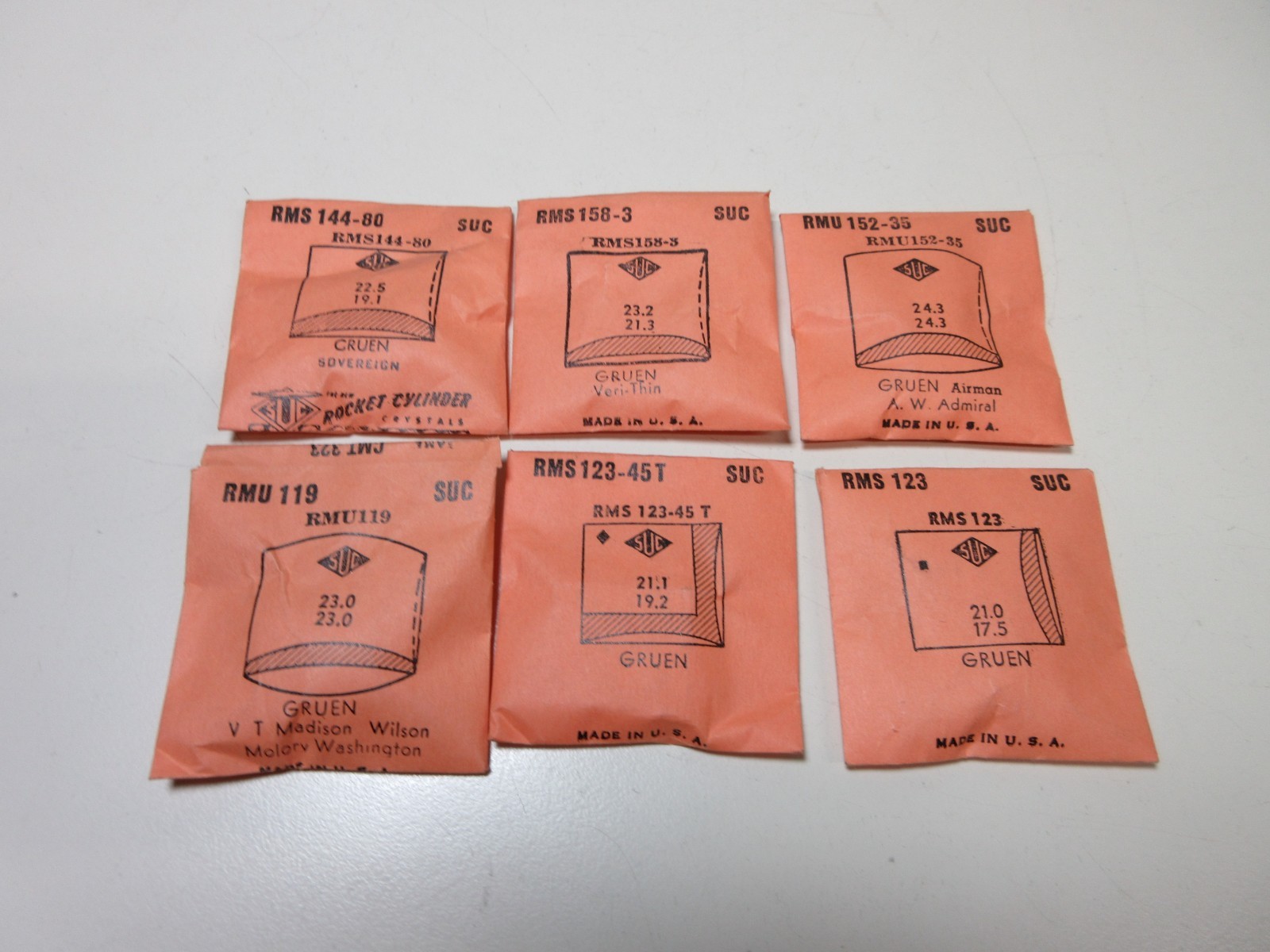 LOT OF SUC FOR GRUEN MENS WATCH CRYSTALS WATCHMAKER REPLACEMENT PARTS #28