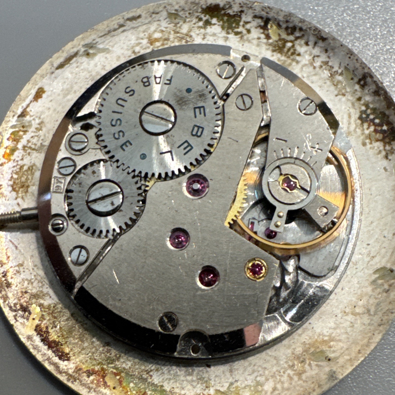 Works! Vintage Ebel Fab Suisse Men’s Wind Up Watch Movement Dial Face Hands