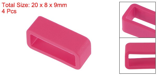Watch Band Strap Loops Silicone for 16mm Width Watch Band, Rose Red 4 Pcs
