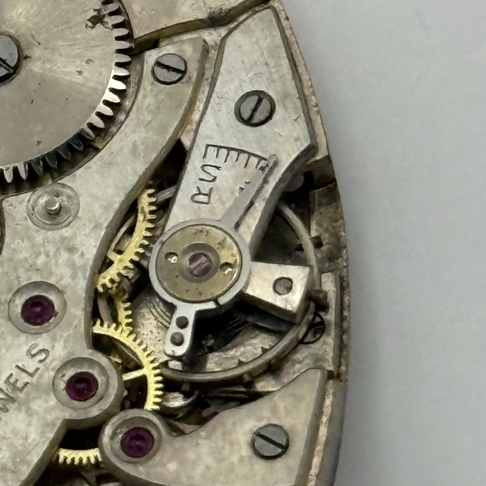 Tank Watch Movement Unidentified 15 Jewels Swiss Vintage Parts Repair 19.9mm