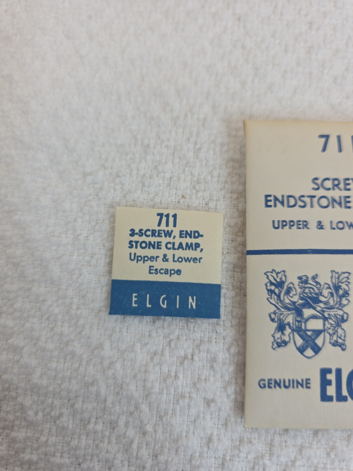 Genuine Elgin 3 Screw, Endstone Clamp Upper & Lower Escape #711 NOS