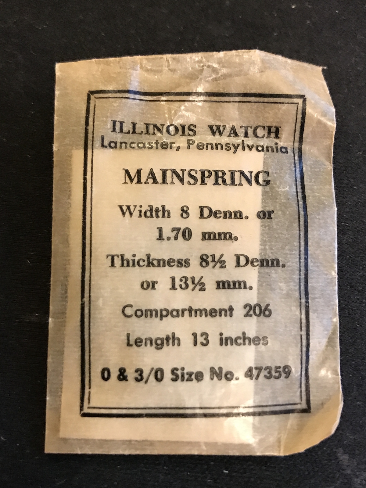 Illinois Factory Mainspring for 0s & 3/0s Models No 47359 – Steel