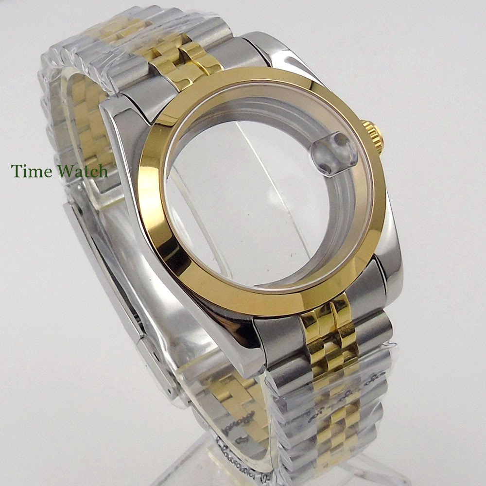Golden Sapphire Watch Case Fit NH35A Miyota 8215 2813 ETA 2836 PT5000 39mm/36mm