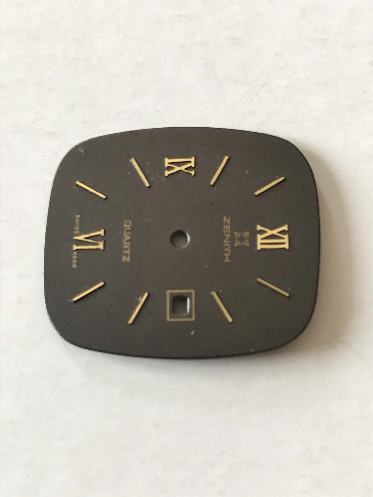 ZENITH Vintage Dial for Quartz, 24.7 x 28.5mm, Dark Grey, NOS