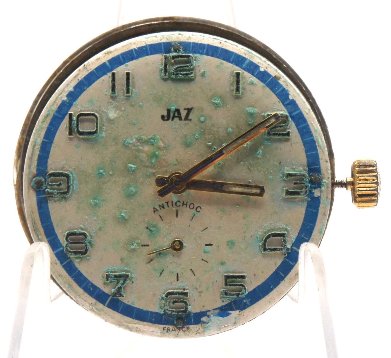 Jaz Vintage French Watch Movement Cupillard FE 233-68 Base Runs Well For Parts
