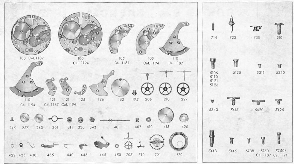 AS/ST 1187/1194 watch movement parts – Select from list