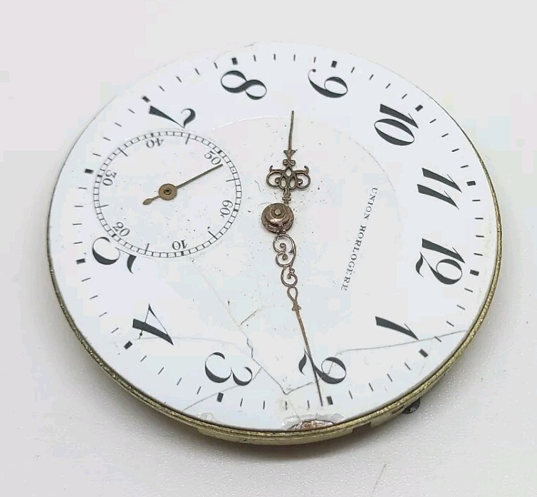 Vintage Union Horlogere Mechanical Pocket Watch Movement For Repair 42.9mm