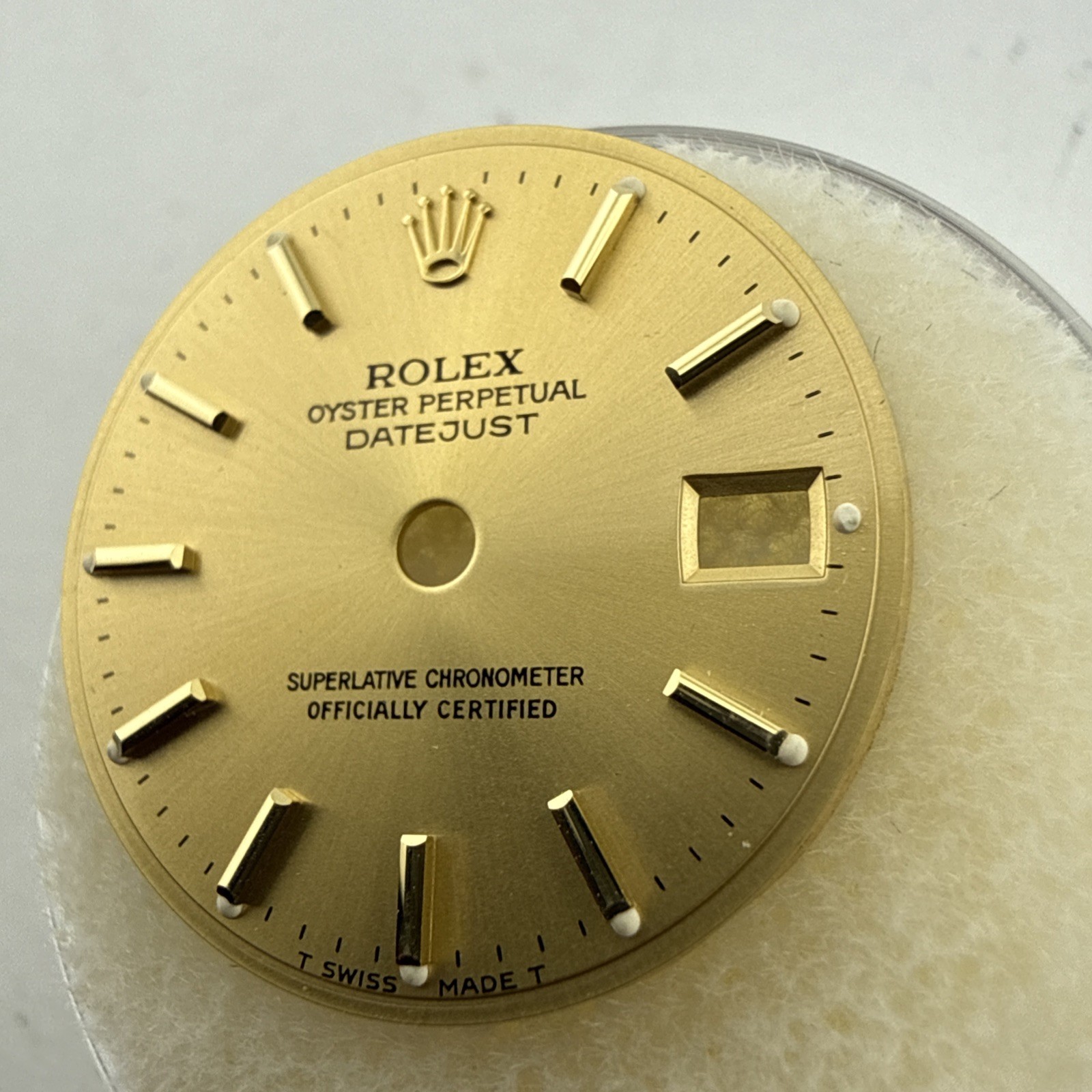 Genuine Rolex Oyster Perpetual Date Gold Dial 20mm NOS