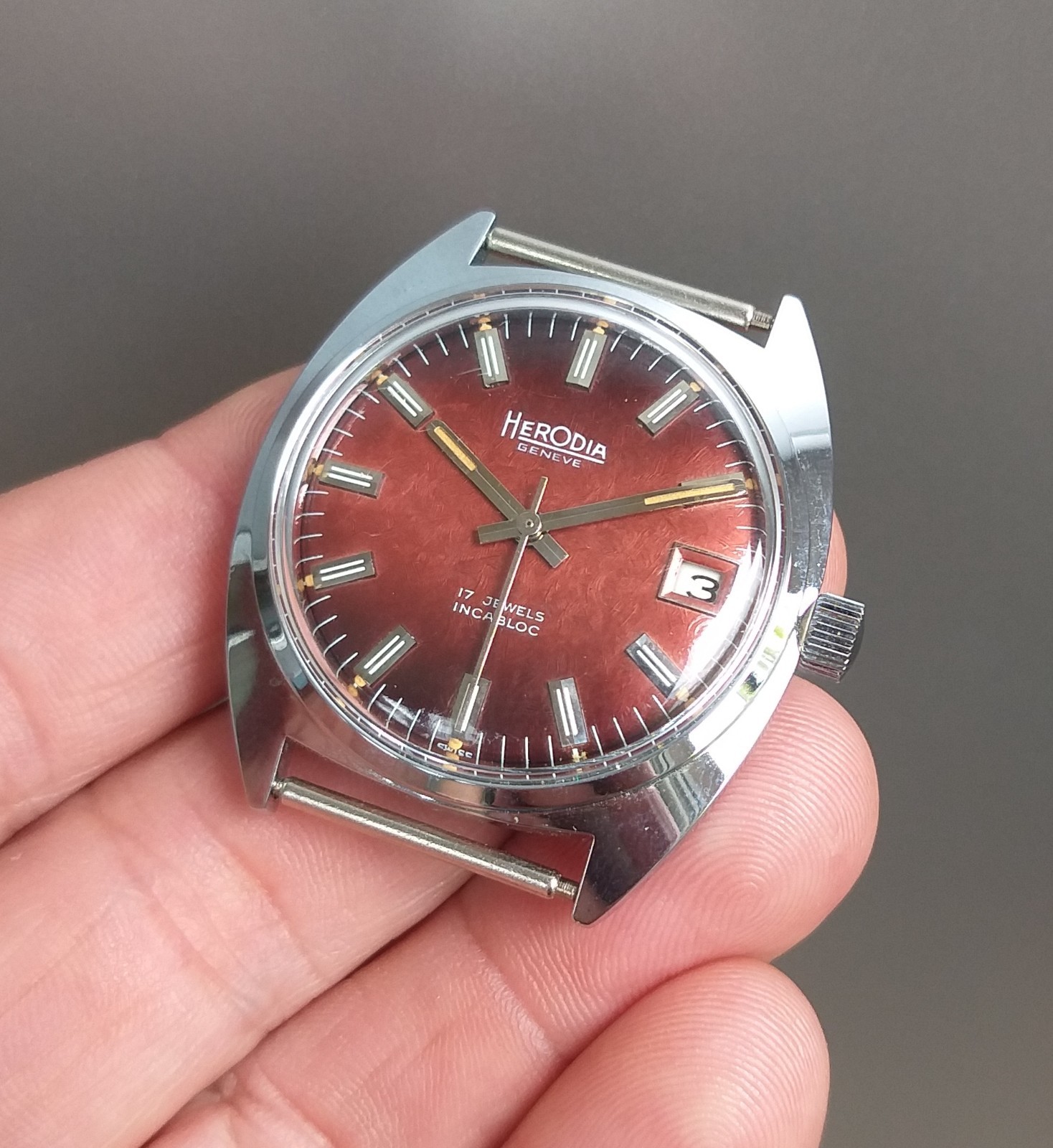 Fontainemelon FHF 974 Swiss Case and Texture Dial 1970’s 35mm NOS Part