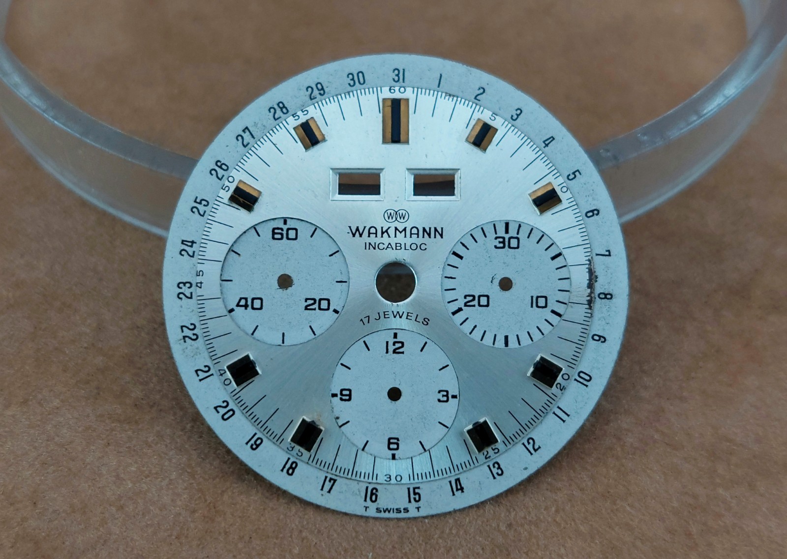 Original Vintage WAKMANN Chronograph DIAL for Valjoux 72. Ca 1950’s