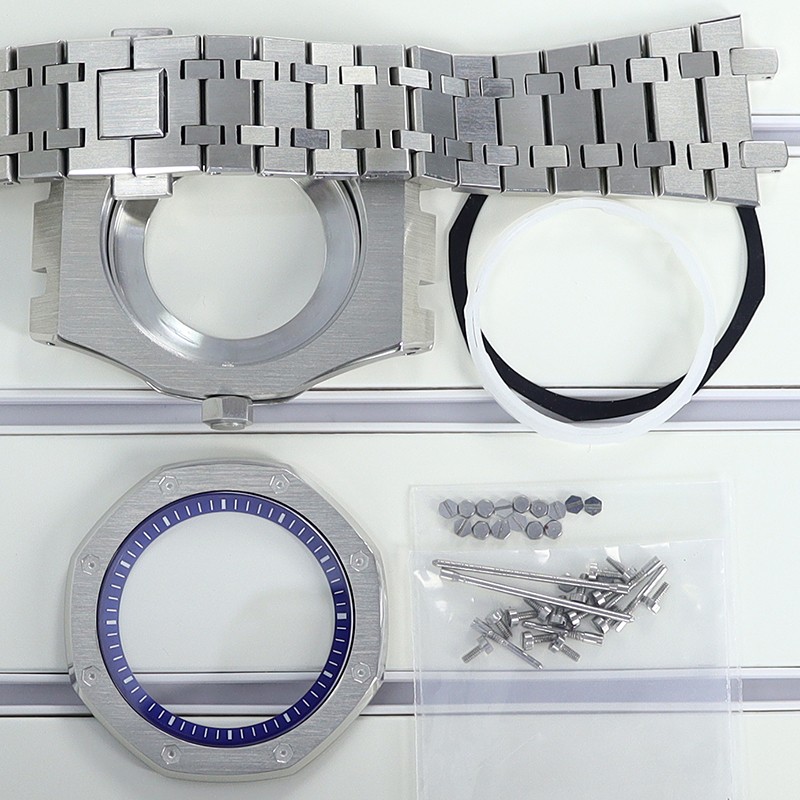 41mm Silver Octagon Watch Kit Sapphire Chapter Ring For Seiko NH34 NH35 NH36