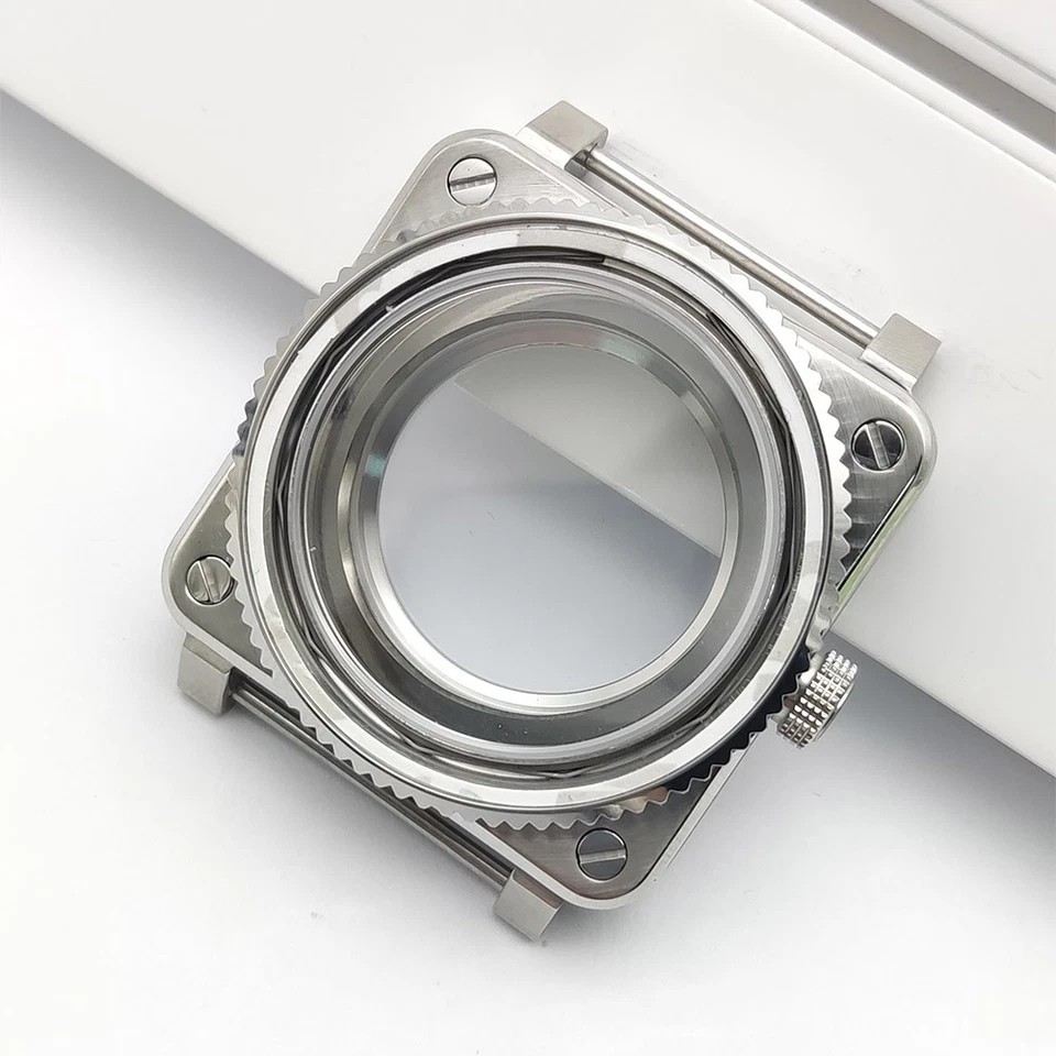 42mm Stainless Steel Square Watch Case Sapphire Glass For NH35/NH36 Movement