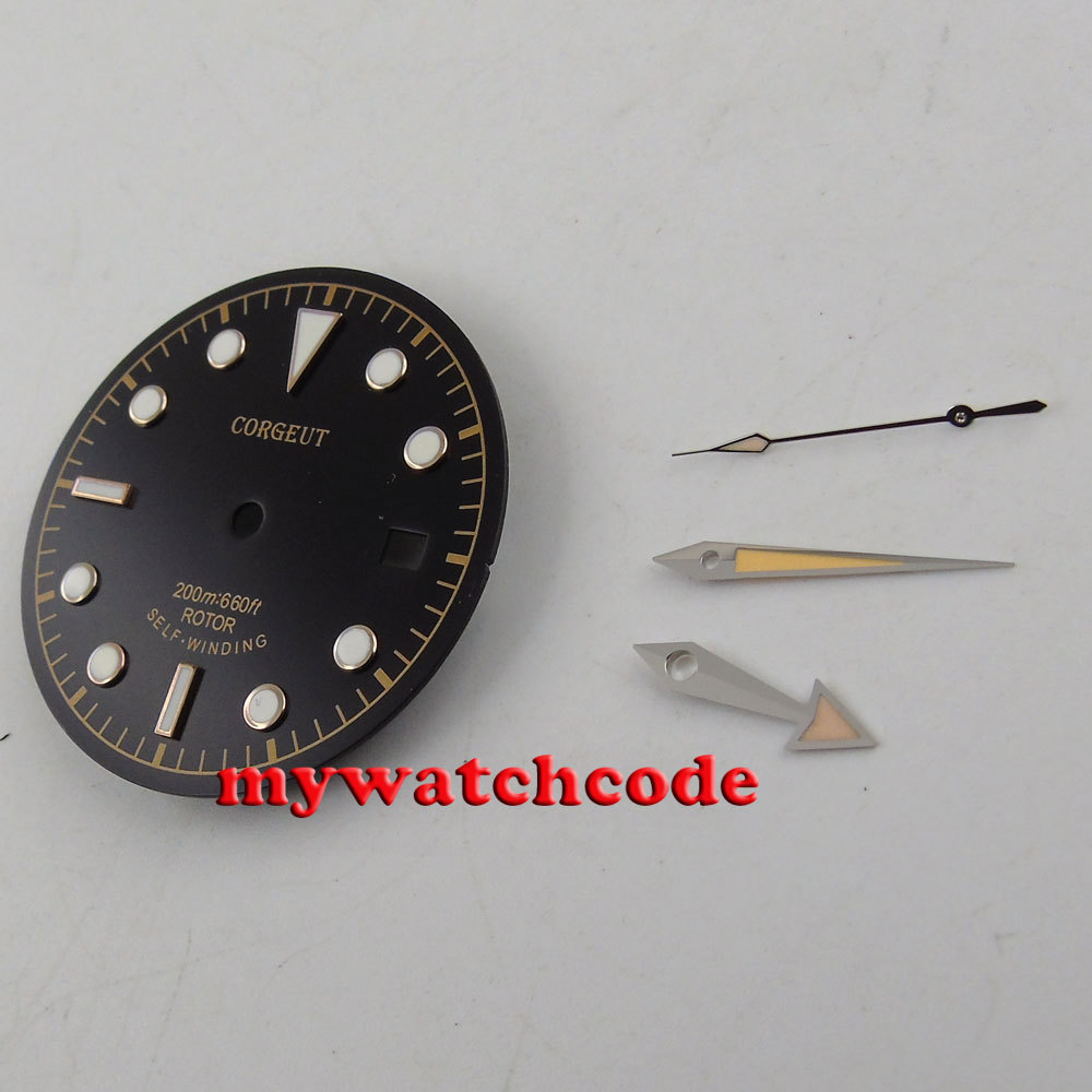 41mm Black Bezel Sapphire Glass Watch Case dial hand fit Miyota 8215 8205