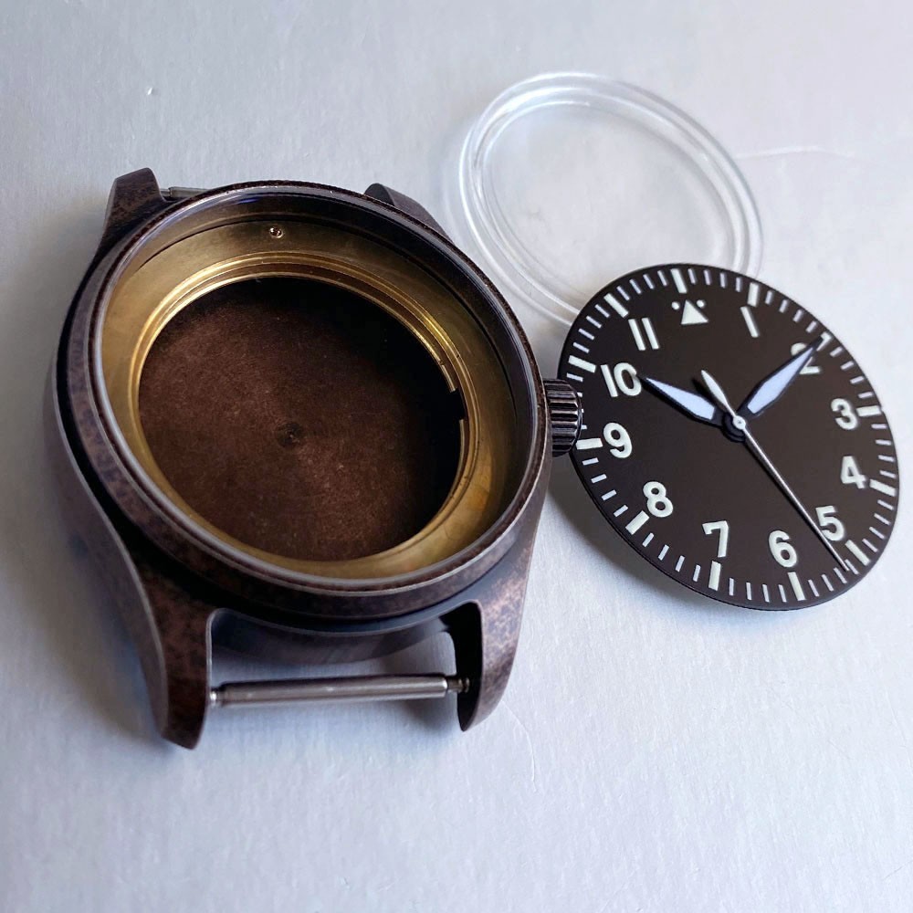 Bronze Plated 39mm Pilot Watch Case+Dial Set Fit NH35 Miyota8215 ETA2824 PT5000