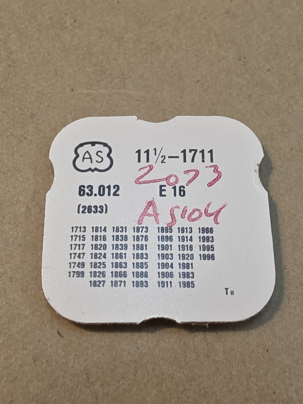 NOS 11-1/2L AS 1711 A. Schild 1711 P/N 2633 Calendar Unlocking Yoke Spring