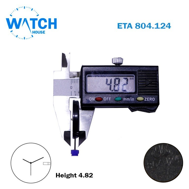 ETA 804.124 Swiss Made Movement-Height:4.82mm-3 Hands-White Day/Date At 3.