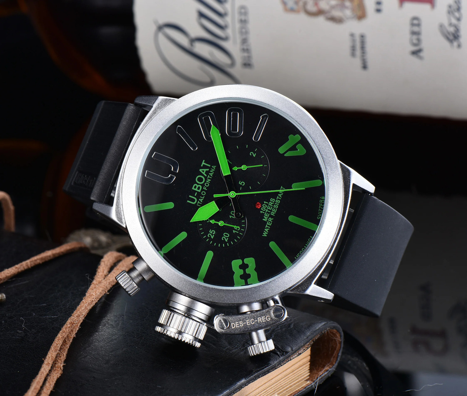 U-Boat Classico 1001 Style Men’s Watch Big Dial Stainless Steel Case Rubber Band