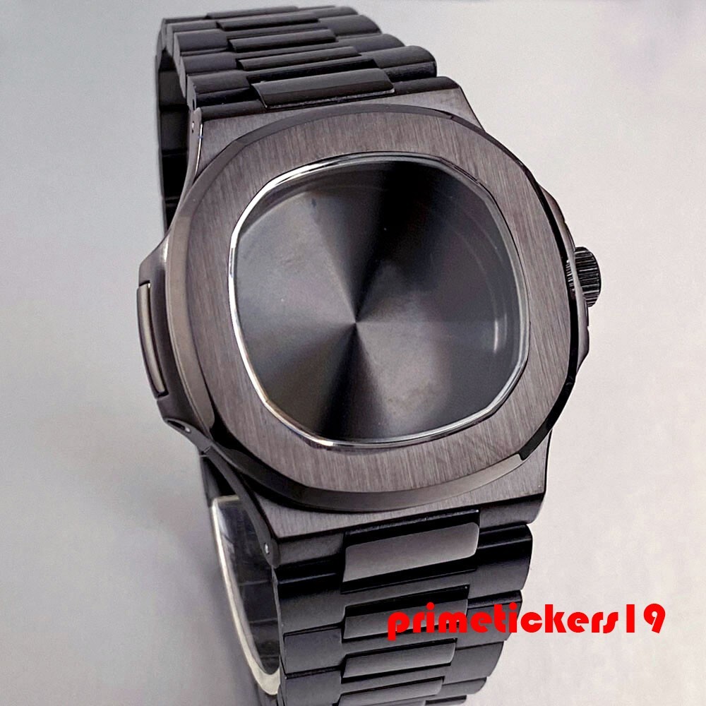 Fit NH35 Black PVD Square Watch Case+Band+Dial Set Sapphire Wristwatch Mod Parts